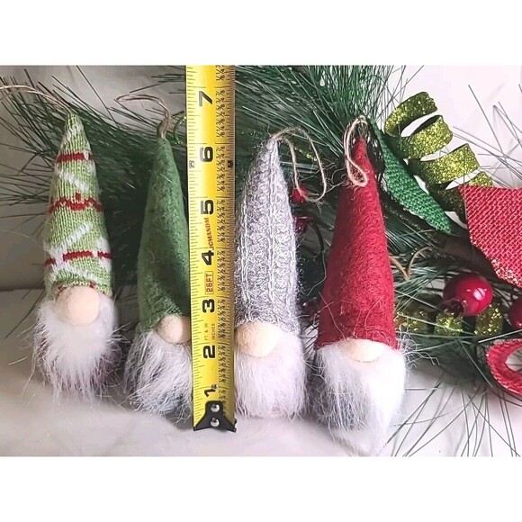 NWT Lot of 4 Vdealen Holiday Christmas Ornament Gnome Plush Red Gray Green 6" - Picture 2 of 6
